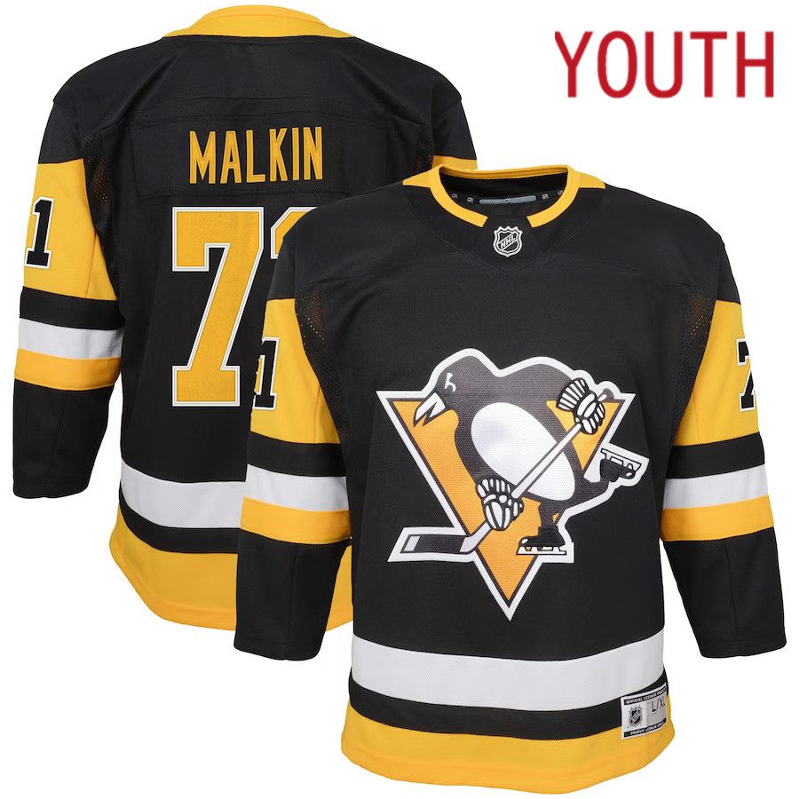 Youth Pittsburgh Penguins 71 Evgeni Malkin Black Home Premier Player NHL Jersey